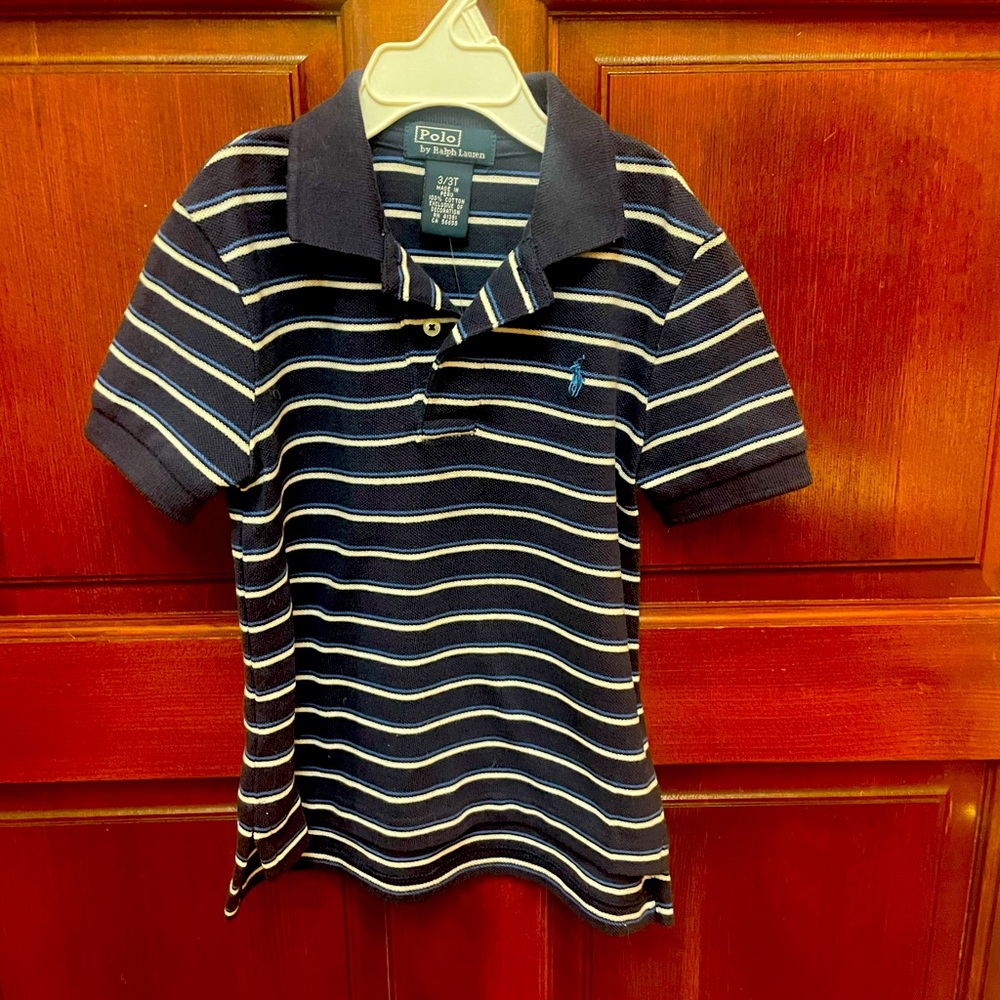 Ralph Lauren polo shirt navy stripe NWT size 3 3T